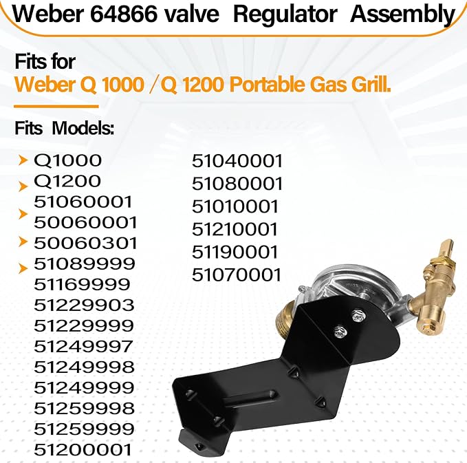 Upgraded Weber Grill Valve and Regulator 64866 Replacement Fit Weber Q1000 Q1200 Parts, 64866 Contorl Valve Regulator Assembly for 50060001 50060301 51010001 51040001 51060001 51080001 51190001