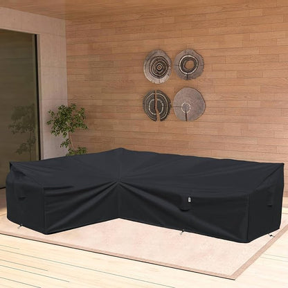 Heavy Duty Outdoor Sectional Sofa Cover, 90"X120" L Shaped Waterproof 600D Patio Furniture Covers, Lawn Patio Couch Protector (Midnight Black, L-Shaped-Left Facing-90 x120)