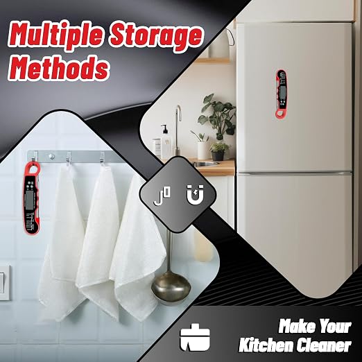 Meat Thermometer Digital, Instant Read Digital Meat Thermometer | IP67 Waterproof, Backlight, Hold Function, Magnet, LED screen, for Kitchen, Beef, Grill, BBQ, Candy, Turkey