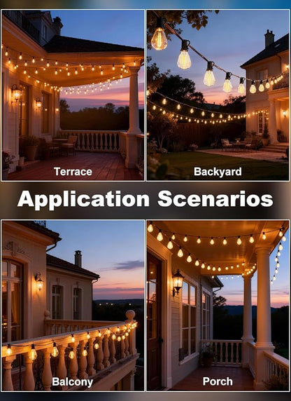 150FT Outdoor String Lights Waterproof, 50+2 Shatterproof S11 LED Bulbs, Extra Long Patio Lights for Outside, Bistro Cafe Decor, Backyard Garden Hanging Lights, Outside Fence Light String