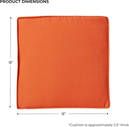 Outdoor 18 inch Square Patio Dining Chair Pads – Comfortable Fiber-Filled Seat Cushions with Ties, Reversible Polyester Fabric - Rust, Set of 4