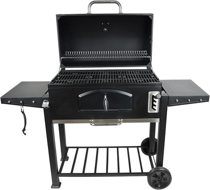 Grill Boss Charcoal Grill with Large 32-Inch Cooking Area - Includes Warming Rack, Side Shelves, Bottom Storage and Wheels for Outdoor BBQ, Tailgating, Camping & Backyard Grilling