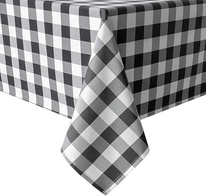 Hiasan Checkered Rectangle Tablecloth - Stain Resistant, Waterproof and Wrinkle Resistant Washable Table Cloth for Dining Room, 54 x 108 Inch, Black and White Gingham Pattern