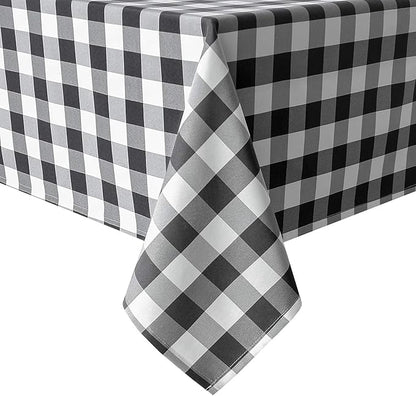 Hiasan Checkered Square Tablecloth - Stain Resistant, Waterproof and Wrinkle Resistant Washable Table Cloth for Dining Room, 54 x 54 Inch, Black and White Gingham Pattern