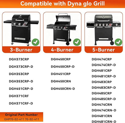 Grill Heat Plate Replacement Parts for Dyna-Glo 5 Burner DGH474CRP DGH485CRP DGH483CRP, Heat Plates for Dyna-Glo 4 Burner DGH450CRP Grills, Black Porcelain Steel Heat Plate, 5 Pack