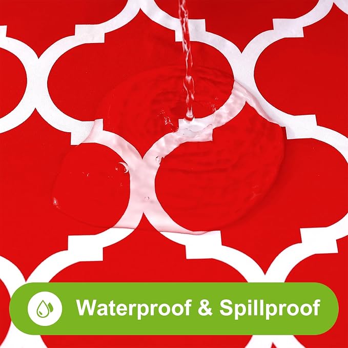 Smiry Picnic Fitted Table Cover, 8 Foot Flannel Backed Vinyl Tablecloth | Waterproof Elastic Stretch Table Cloth, Wipeable Plastic Tablecloth for Camping, Indoor & Outdoor (Red, 36" x 96")