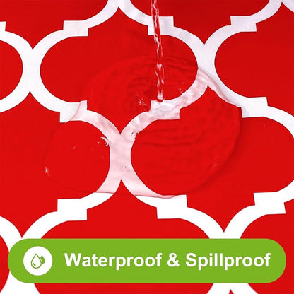 Smiry Picnic Fitted Table Cover, 6 Foot Flannel Backed Vinyl Tablecloth | Waterproof Elastic Stretch Table Cloth, Wipeable Plastic Tablecloth for Camping, Indoor & Outdoor (Red, 30" x 72")