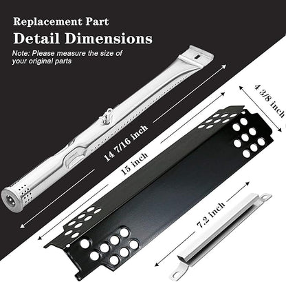 Uniflasy Grill Replacement Parts for Charbroil 463436215, 463439915, 463436214, 463436213, 467300115, 463439914, 463432114 Gas Grills, Heat Plate Shield Grill Burner Carryover Tube Grill Igniter
