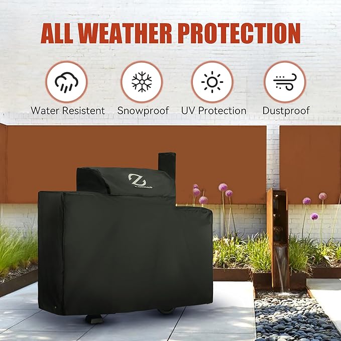 Z GRILLS Pellet Grill Cover 55 Inch | Official Genuine | Upgraded 600D Polyester Fabric, Heavy Duty, Weather Resistant, Waterproof Full Length Grill Cover for 1000 Series Pellet Smoker