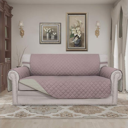 Easy-Going Reversible Couch Cover, 2 Cushion Sofa, Pink/Beige | Oversized Loveseat Slipcover For Dogs, Water Resistant Mat, Living Room, Non-Slip Sofa Cover, Pet Friendly