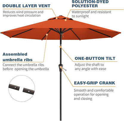 10FT Patio Umbrella, Outdoor Umbrella with Push Button Tilt and Crank, 8 Sturdy Ribs, UV Protection & Waterproof Market Umbrella for Pool, Backyard, Beach,Deck
