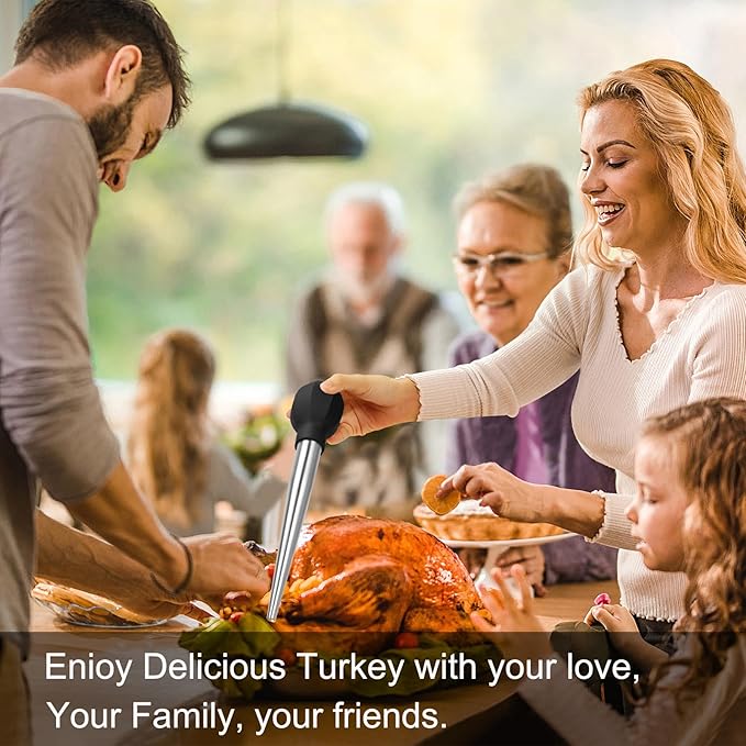 SCHVUBENR Large Turkey Baster with Cleaning Brush & Needle - Stainless Steel Baster Tool for Cooking - Easy to Use and Clean - Heavy Duty Baster Syringe - Thanksgiving, Christmas Essentials - Black