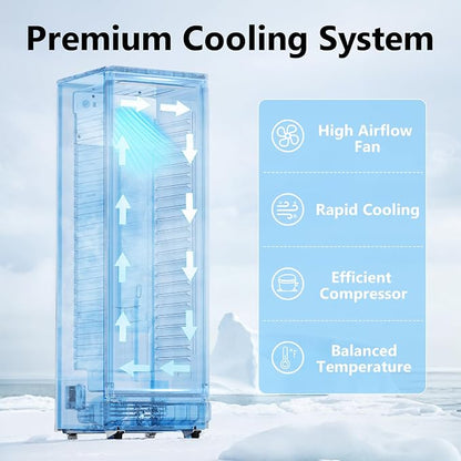 8.5 Cu.Ft Commercial Display Fridge with Glass Door | Double-Tempered Glass, Locking Key & LED, Outdoor/Indoor Versatile, Bar/Office/Restaurant, Spacious Storage, Energy Saving