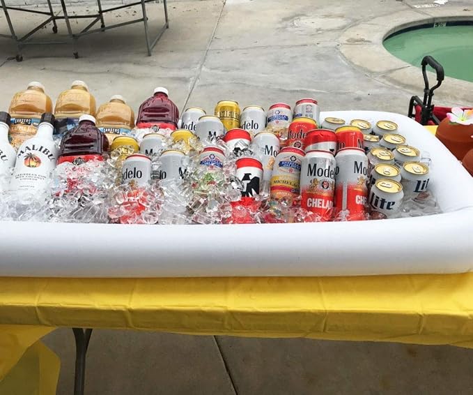 Inflatable Serving Bars Ice Buffet Salad Serving Trays Food Drink Holder Cooler Containers Indoor Outdoor BBQ Picnic Pool Party Supplies Cooler Drain Plug，Ice Tray Food Drink Containers for Summer Par