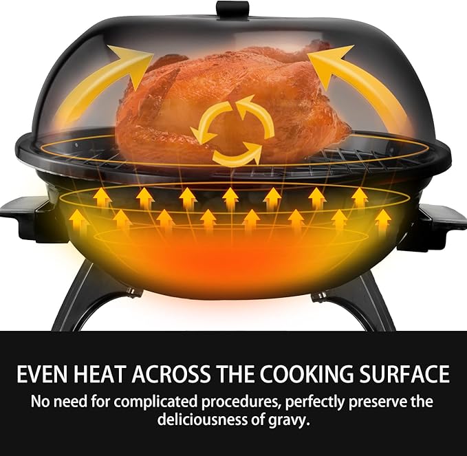 Electric Grill, Techwood Outdoor Electric BBQ Grill, Portable1600W Tabletop Grill for Party, Patio & Backyard Use, Black