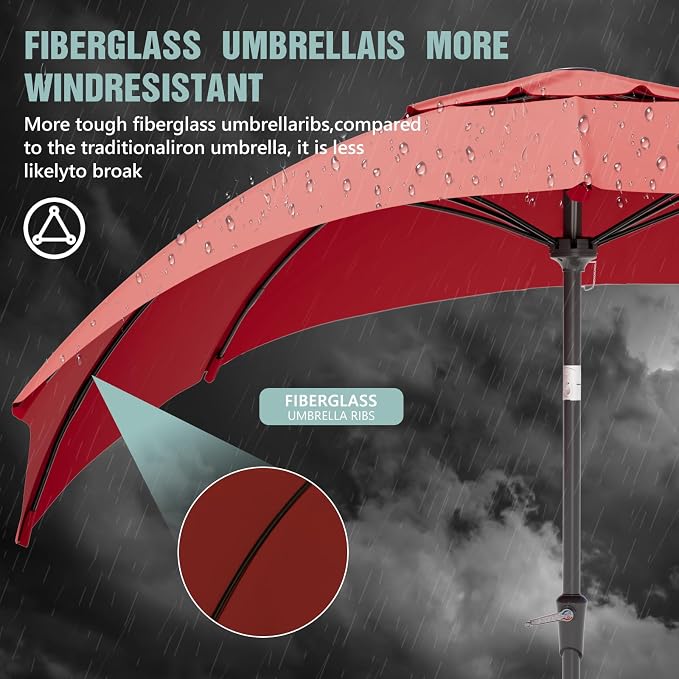 Sannwsg Patio Umbrellas, Pool Umbrella with 8 Sturdy Ribs, Outdoor Umbrella with Push Button Tilt/Crank, Deck Umbrellas, Market Umbrela Table for Backyard, Deck, Garden, Pool