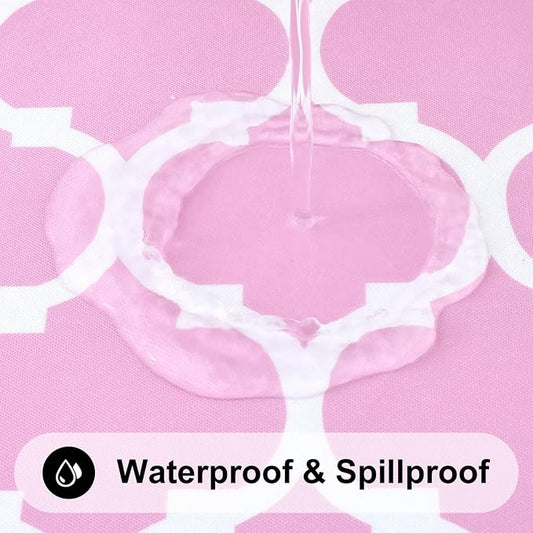 Smiry Rectangle Table Cloth, Waterproof Vinyl Tablecloth with Flannel Backing for Rectangle Tables, Wipeable Spillproof Plastic Tablecloths for Dining, Camping, Indoor and Outdoor, (52"x70", Pink)