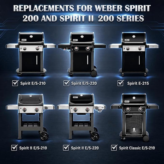 QuliMetal Weber Spirit Grill Parts, 7635 Flavorizer Bars and 69785 Grill Burner Tubes for Weber Spirit I II 200 Spirit E210, E220, S210, S220 with Front Control, Heat Plates 15.3" & Burner 18"