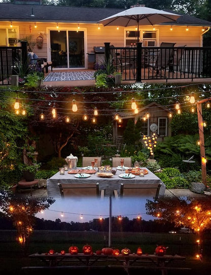 SUFEIMAS Outdoor String Lights Waterproof 100FT Commercial for Patio Market | Connectable Heavy Duty Outside Lighting IP65, 32 Dimmable Plastic Edison Bulbs For Backyard Bistro Garden Porch Fence Balcony