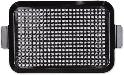 RSVP International Porcelain Coated Steel BBQ Grill Tray/Pan, Outdoor Barbeque Grilling Accessories for Cooking Fish & Vegetables, Dishwasher Safe, Medium, 16.75x10"