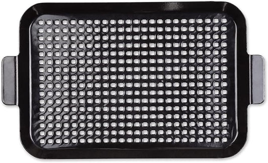 RSVP International Porcelain Coated Steel BBQ Grill Tray/Pan, Outdoor Barbeque Grilling Accessories for Cooking Fish & Vegetables, Dishwasher Safe, Medium, 16.75x10"