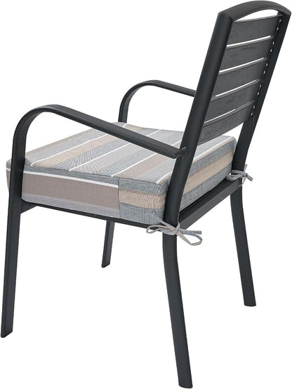 Magpie Fabrics Indoor Outdoor Cushion Cover Replacement 2 Pack, NO Insert! Water Repellent Slipcover with Ties Decor for Patio Garden Chair Sofa Bench Wicker(Grey Striped, 22x20x4 Inch)