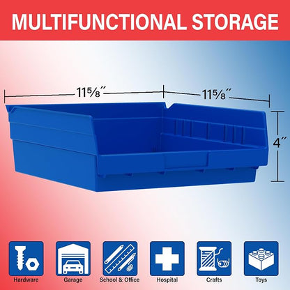Akro-Mils 30170 Heavy Duty Plastic Shelf Bins, 12"x 11"x 4", Blue, 12-Pk | Heavy Duty Nesting Storage Bins for Garage, Closet, Refrigerator, Kitchen, Cabinet, Drawer Organization, Pantry Organization