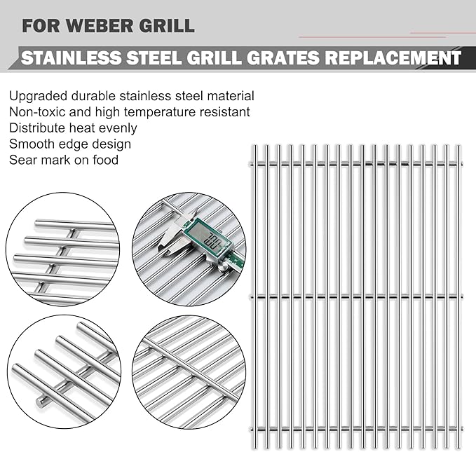 Genesis II E-310 Grates Replacement for Weber Genesis II E310 E-315 E-335 Genesis 2 Gs4 Grill Parts Replacement Grates 66095 Stainless Steel Cooking Grids II LX E-340 S-340 66802 Grates 300 Series