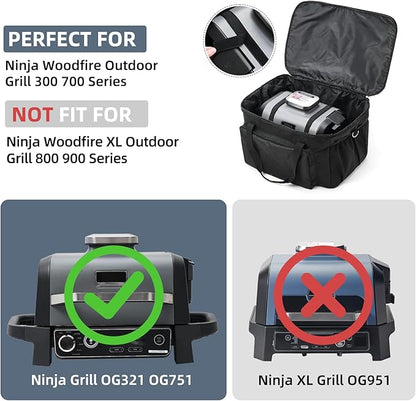 Carry Bag for Ninja Woodfire Outdoor Grill, Accessories for Ninja Wood Fire Smoker Grill OG300/700 Series, Padded Carrying Case with Muti-Pockets and Shoulder Straps, Water-Resistant (Bag Only)