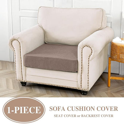 LA MEACK Couch Cushion Cover Seat Cushion Cover Stretch Armchair Cover Separate Sectional Sofa Slipcovers Furniture Protector(1 Piece for Seat or Sofa Backrest, Khaki)