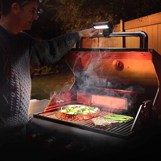 Mr. Bar-B-Q Super Bright BBQ LED Grill Dual Action Light, Adjustable Light Head & Strap for Entire Grilling Space, Water & Heat Resistant