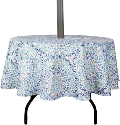 EHouseHome Outdoor and Indoor 70inch Round Tablecloth with Umbrella Hole and Zipper, Waterproof Zippered Patio Table Cloths, Spring/Summer Table Covers for Backyard Circular Table/BBQs/Picnic