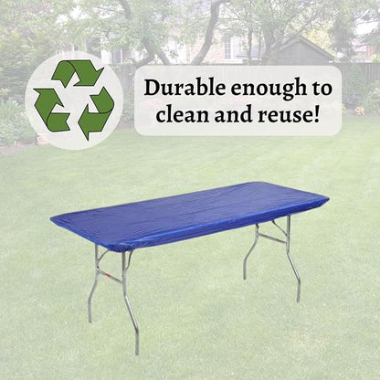 8' Rectangular Plastic Table Covers 30" x 96" (8 Feet), (10 Pack, Royal Blue)