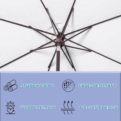 9Ft Elegant Valance Patio Umbrella, Outdoor Umbrellas for Patio with Auto-Tilt and Crank Systerm, Table Umbrella for Outdoors, Poolside,Beach, Backyard