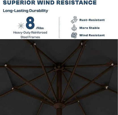 Patio Umbrella, 2 Tier Outdoor Table Umbrella, Large Vented Market Umbrellas with Push Button Tilt and Crank, 8 Sturdy Ribs for Backyard, Deck, Pool, UPF50+ UV Protection