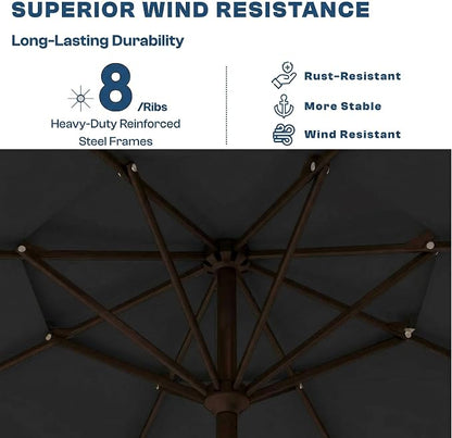 10FT Patio Umbrella, 2 Tier Outdoor Table Umbrella, Large Vented Market Umbrellas with Push Button Tilt and Crank, 8 Sturdy Ribs for Backyard, Deck, Pool, UPF50+ UV Protection