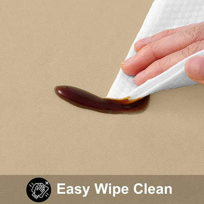 Smiry Rectangle Table Cloth 60x120 Inch, Waterproof Wipeable Vinyl Tablecloths Protector, Oil Spill Proof Plastic Table Cover for Dining, Picnic, Camping, Outdoor, Khaki