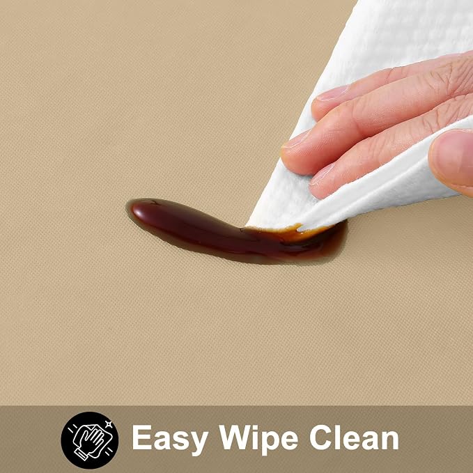 Smiry Rectangle Table Cloth 60x84 Inch, Waterproof Wipeable Vinyl Tablecloths Protector, Oil Spill Proof Plastic Table Cover for Dining, Picnic, Camping, Outdoor, Khaki