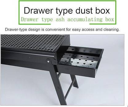 Foldable Charcoal BBQ Grill - Mini Portable Tabletop Barbeque - Great Folding Barbecue for Garden, Party, Festivals, Picnic, Camping, Hiking, Small Fire Pit,43 * 29 * 22cm