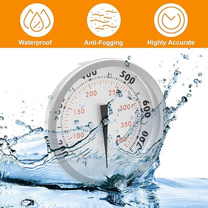 DcYourHome Grill Thermometer 67088 67731 for Weber GS4 Genesis ii & Genesis 300, Summit Series Grills, Temperature Gauge for Weber Genesis E-330 E-315 E/S-310 E/S-410, 2-3/8" Diameter, Center Mount