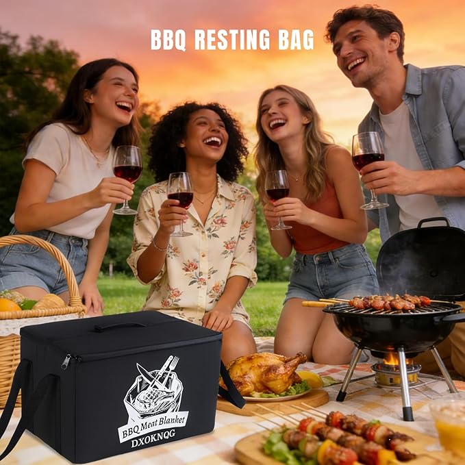 BBQ Insulated Food Bag - 5-Layer Thermal Cooler/Warmer for Grilling, Picnics | Collapsible, Waterproof, Large Capacity (Fits Roasts, Burgers & More)
