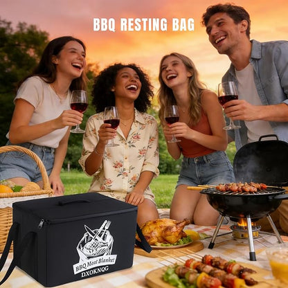 BBQ Insulated Food Bag - 5-Layer Thermal Cooler/Warmer for Grilling, Picnics | Collapsible, Waterproof, Large Capacity (Fits Roasts, Burgers & More)
