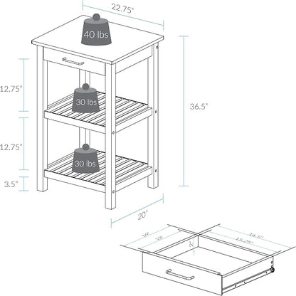 Casual Home Sunrise (Small) with Solid Harvest Hardwood Top Kitchen Island, 22.75" W, Slate Gray