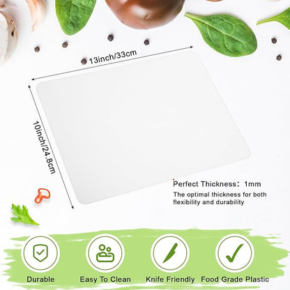 Hushee 100 Count Disposable Cutting Board Sheets 10 x 13 Inch Flexible Plastic Disposable Sheets Cutting Mat Large Chopping Boards for Kitchen Cooking Traveling Camping Tailgating BBQ(White)