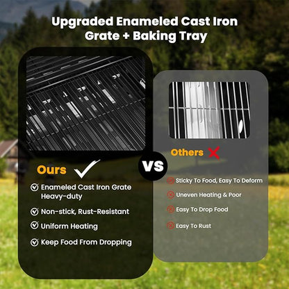 Electactic 4-Burner Gas Grill with Side Burner,Stainless Steel Propane Grill with Porcelain-Enameled Grills,Built-In Thermometer,42000BTU BBQ Grill for Outdoor Cooking and Patio Barbecues