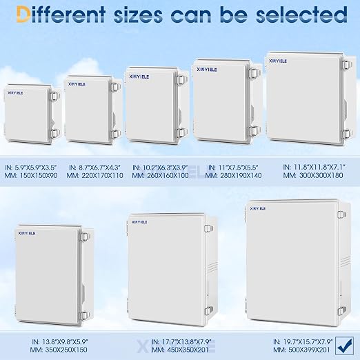 Waterproof Outdoor Project ABS Plastic Junction Box IP67 Weatherproof Dustproof Enclosure with Hinged Cover, Mounting Plate,Wall Brackets for Power Project (Grey,19.7"x15.7"x7.9")