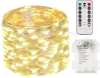 50 LED Fairy Lights Battery Operated with Remote, 16FT Waterproof Twinkle Lights with Timer & 8 Modes, Fairy String Lights Outdoor Indoor for Bedroom Classroom DIY Christmas Decor (Warm White)