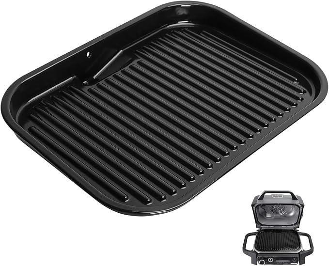Grill Griddle Plate for Ninja Woodfire Outdoor Grills OG700 Series Accessories, Non-Stick Flat Top Griddle Pan Compatible with Ninja XSKGRDPLT Woodfire OG701,Cast Iron with Enamel Coating