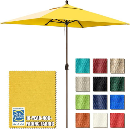 EliteShade USA 10-Year-Non-Fading 6.5x10Ft Rectangular Market Patio Umbrella, UPF 50+ UV Protection Performance Sun Umbrella, Heavy Duty Commercial Grade Outdoor Table Umbrella with Crank, Windproof Vented Top for Garden, Pool, Deck and Outdoor Playset...