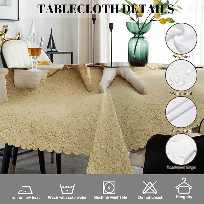 Swono Tablecloth Seashell Blue, Ocean Sandy Beach Sea Shells Table Cloth for Kitchen Dining Tabletop Decoration Parties Weddings Buffet, 52 X 70 Inch Rectangle Tablecloth